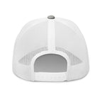 Heather Grey White trucker snapback cap, back view of Old Glory Eagle Snapback Hat