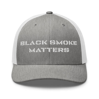 Hats Heather-Grey-White Snapback Custom Trucker Hat to Rock – Black Smoke Matters Diesel Cap Infidel Collective