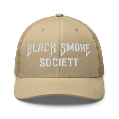 Hats Khaki Snapback Custom Trucker Hat to Rep the Black Smoke Society Lifestyle Infidel Collective