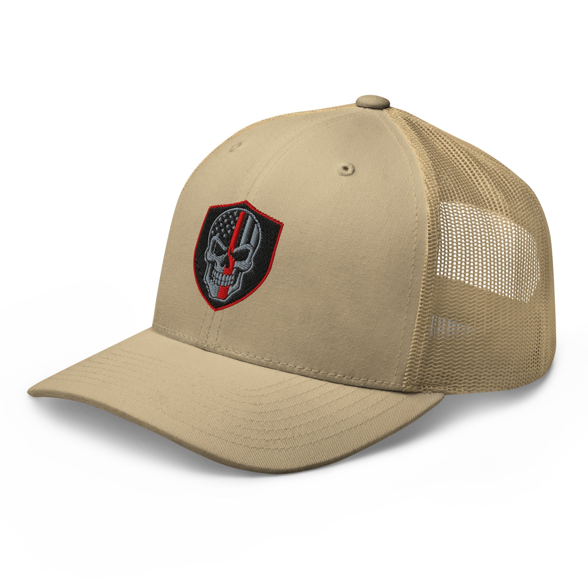 Hats  Snapback Custom Trucker Hats Red Line Skull Patriotic Cap for Men & Women Infidel Collective
