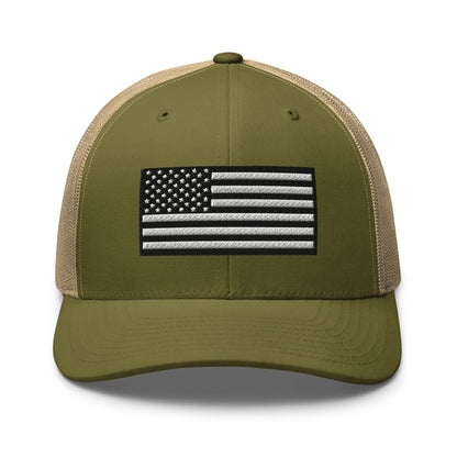 Monochrome US Flag Patriotic Hat - Snapback Custom Trucker Hats is 20 Colors  Infidel Collective