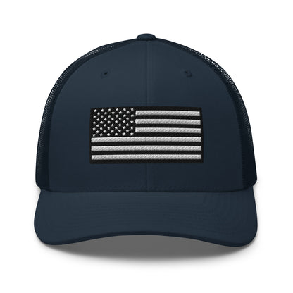 Monochrome US Flag Patriotic Hat - Snapback Custom Trucker Hats is 20 Colors  Infidel Collective