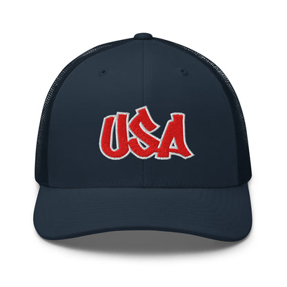 Cool USA Street Script Custom Patriotic Snapback Trucker Hats for Men & Women (20 Colors)  Infidel Collective