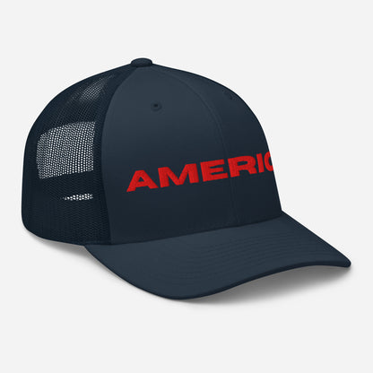 Cool AMERICA Custom Patriotic Red Stitch Snapback Trucker Hats (11 Colors)  Infidel Collective
