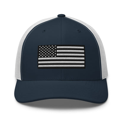 Monochrome US Flag Patriotic Hat - Snapback Custom Trucker Hats is 20 Colors  Infidel Collective