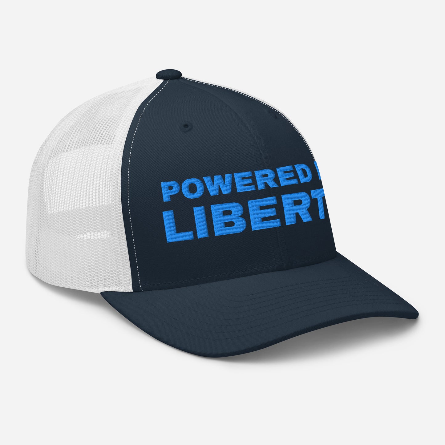 Snapback Custom Trucker Hats Powered by Liberty Cap in Blue Stitching  Infidel Collective