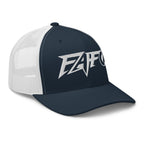 Navy White snapback trucker cap with embroidered FAFO Power design, right front view