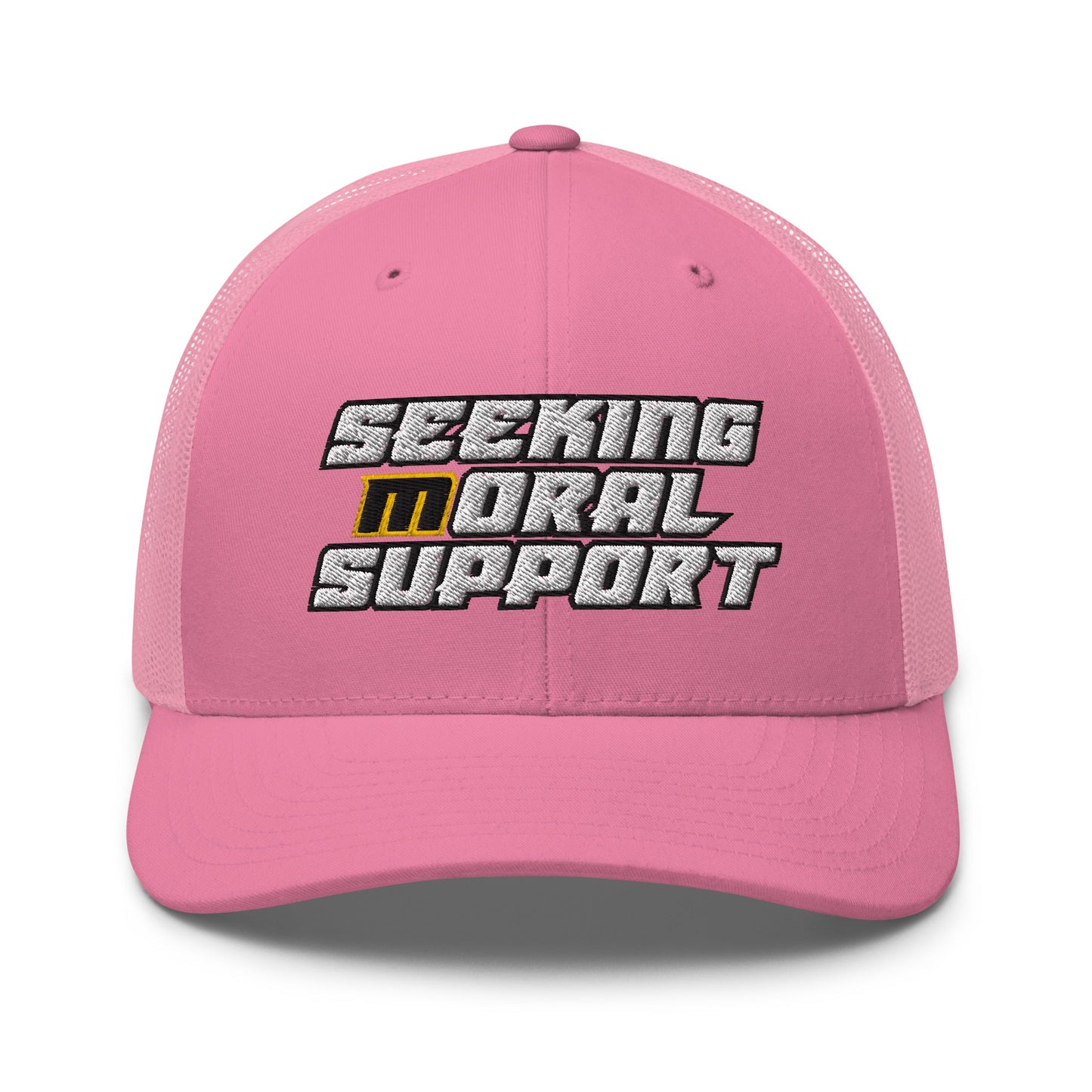 Pink Snapback Custom Trucker Hat – Funny NSFW Seeking M-oral Support Vulgar Humor Infidel Collective