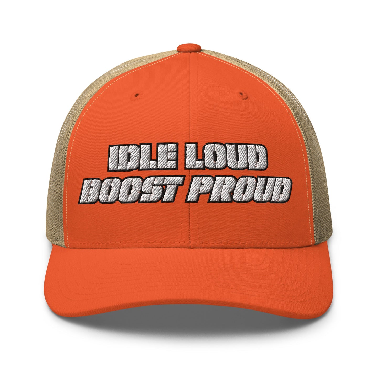 Hats Rustic-Orange-Khaki Snapback Custom Trucker Hat to Wear Proud – Idle Loud Boost Proud Mens Diesel Hats Infidel Collective