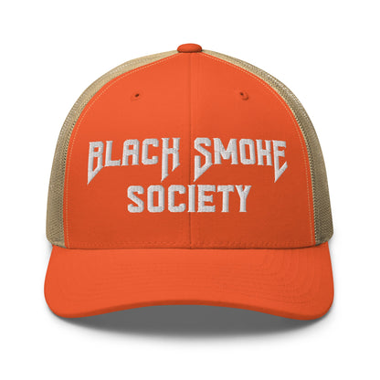Hats Rustic-Orange-Khaki Snapback Custom Trucker Hat to Rep the Black Smoke Society Lifestyle Infidel Collective