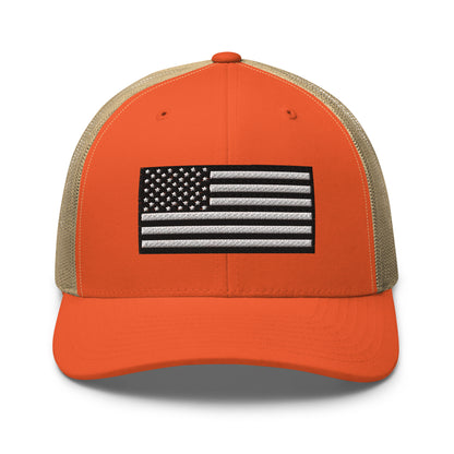 Monochrome US Flag Patriotic Hat - Snapback Custom Trucker Hats is 20 Colors  Infidel Collective