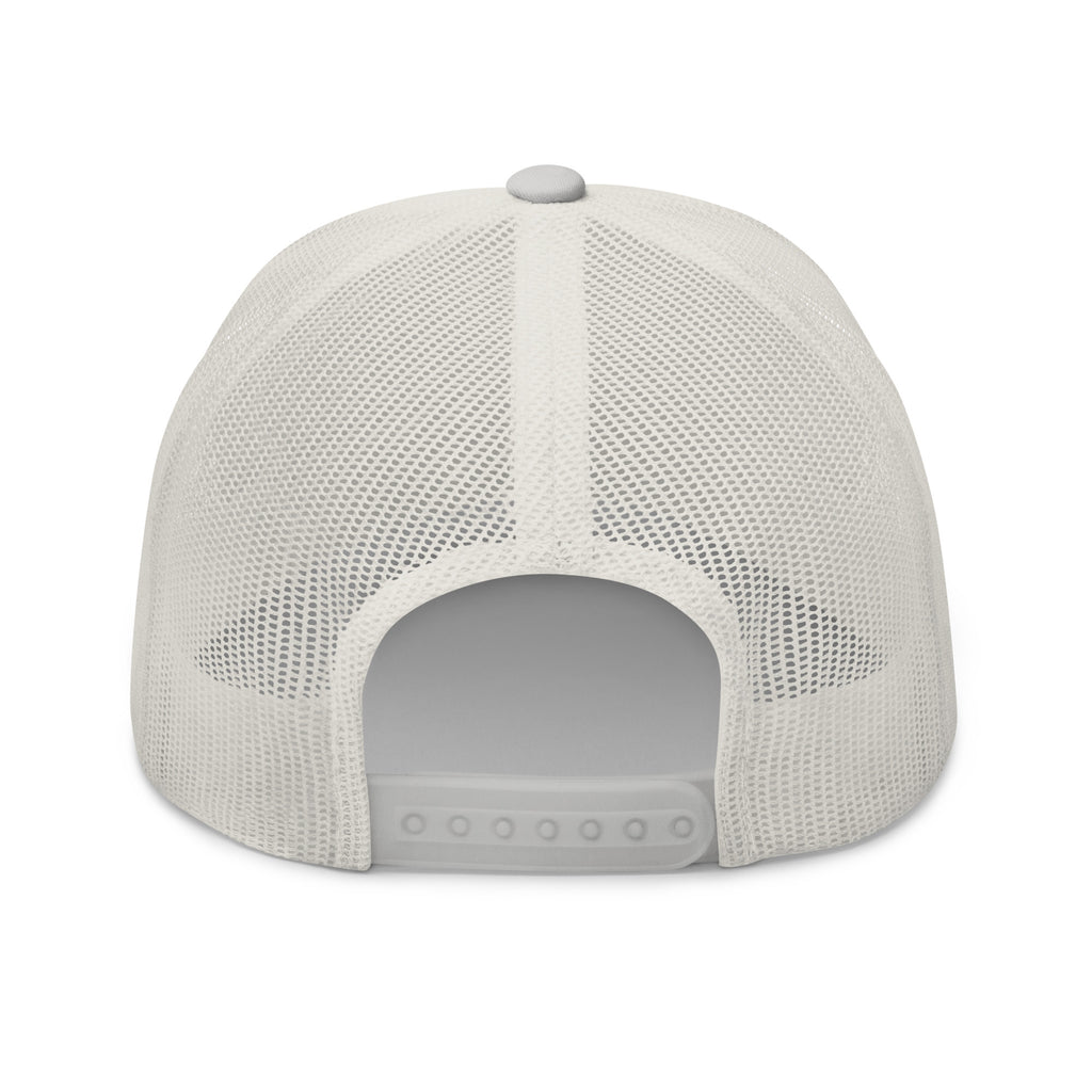 Silver trucker snapback cap, back view of Old Glory Eagle Snapback Hat