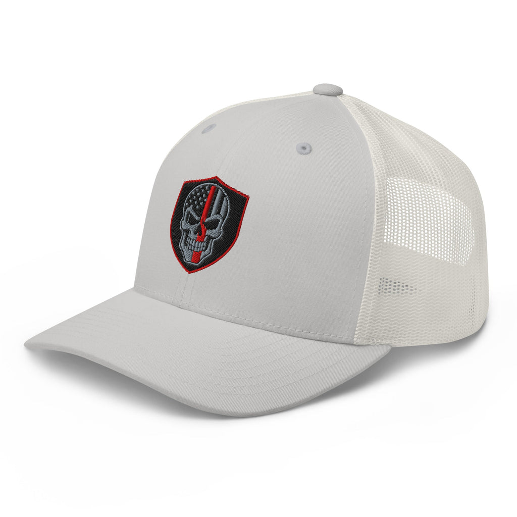 Hats  Snapback Custom Trucker Hats Red Line Skull Patriotic Cap for Men & Women Infidel Collective