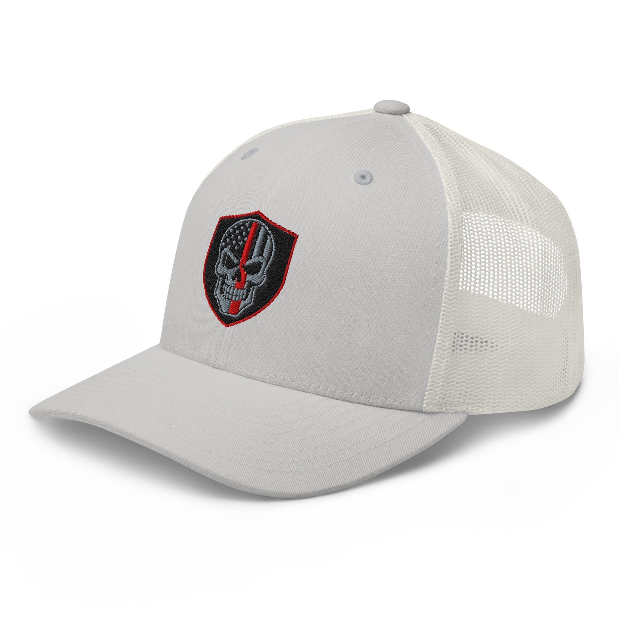 Hats  Snapback Custom Trucker Hats Red Line Skull Patriotic Cap for Men & Women Infidel Collective