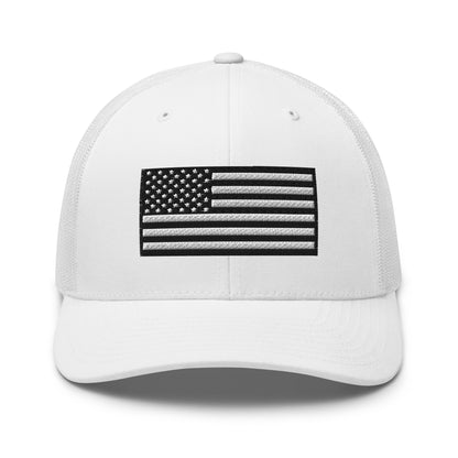 Monochrome US Flag Patriotic Hat - Snapback Custom Trucker Hats is 20 Colors  Infidel Collective