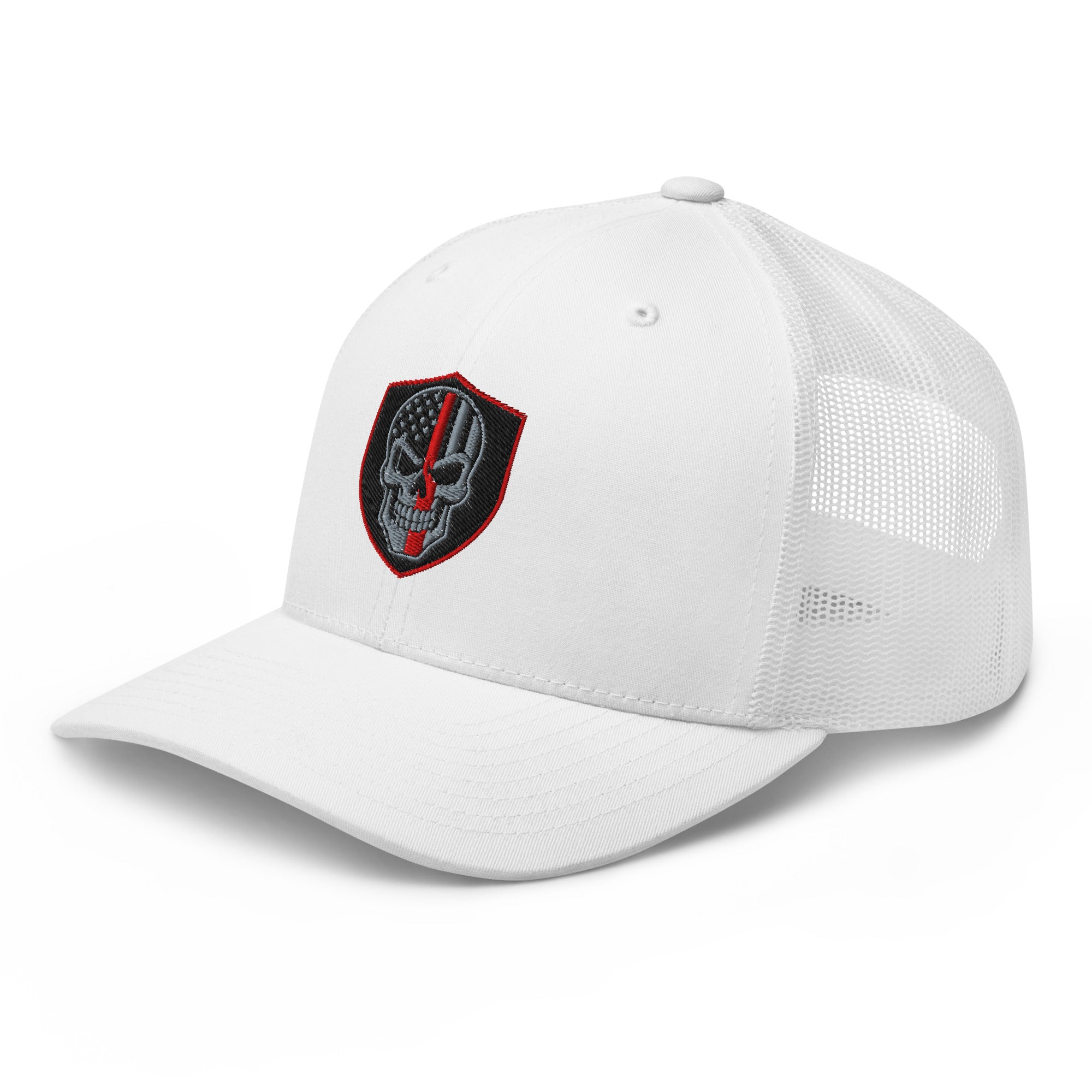 Hats  Snapback Custom Trucker Hats Red Line Skull Patriotic Cap for Men & Women Infidel Collective