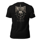 Road Calls Infidel skull compass back print black tee from Infidel Collective