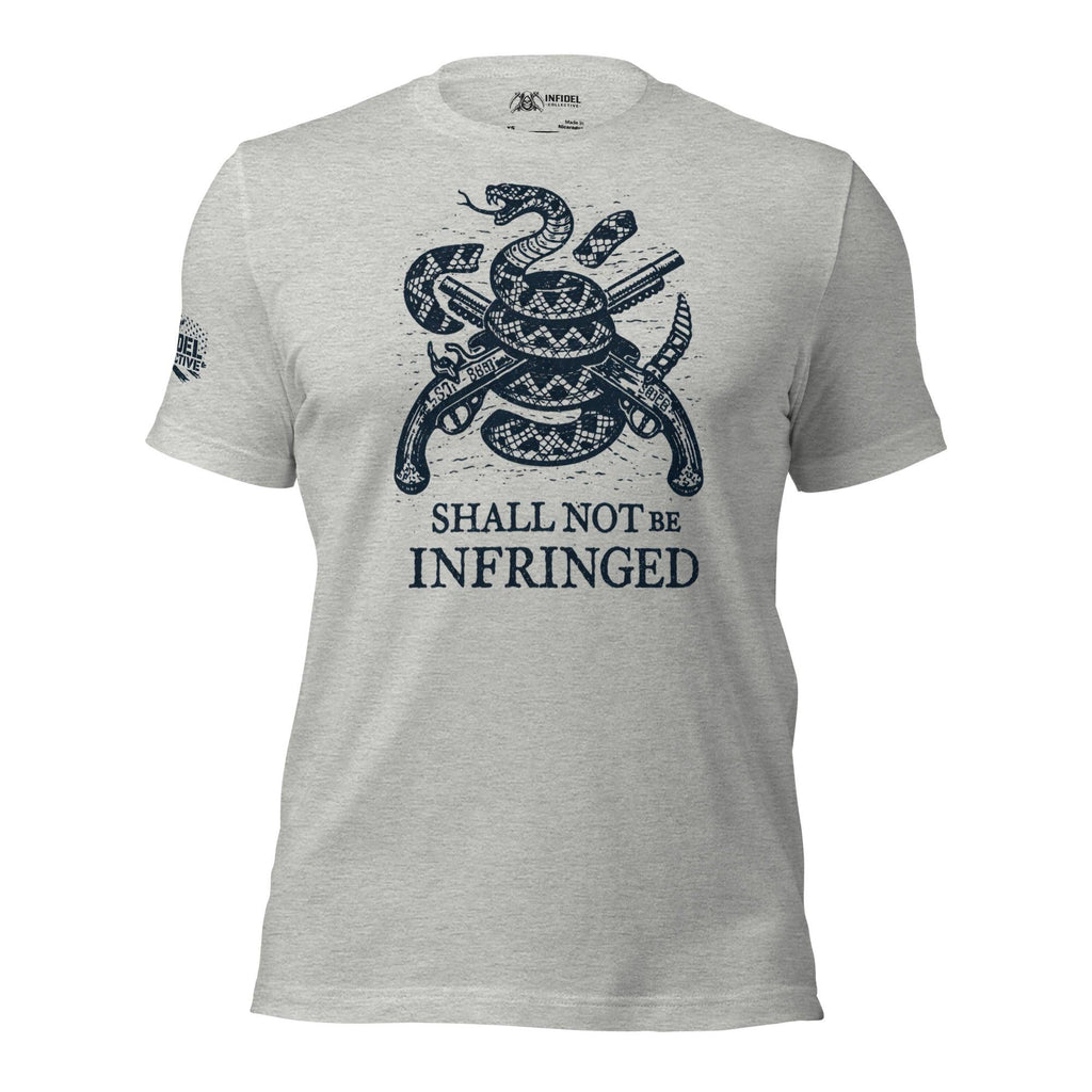 Shall Not Be Infringed rattlesnake graphic gray tee from Infidel Collective
