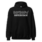 Black hoodie with 'SHITSHOW SUPERVISOR' text on a distressed American flag background