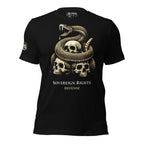 Sovereign Rights Defense rattlesnake graphic black tee from Infidel Collective