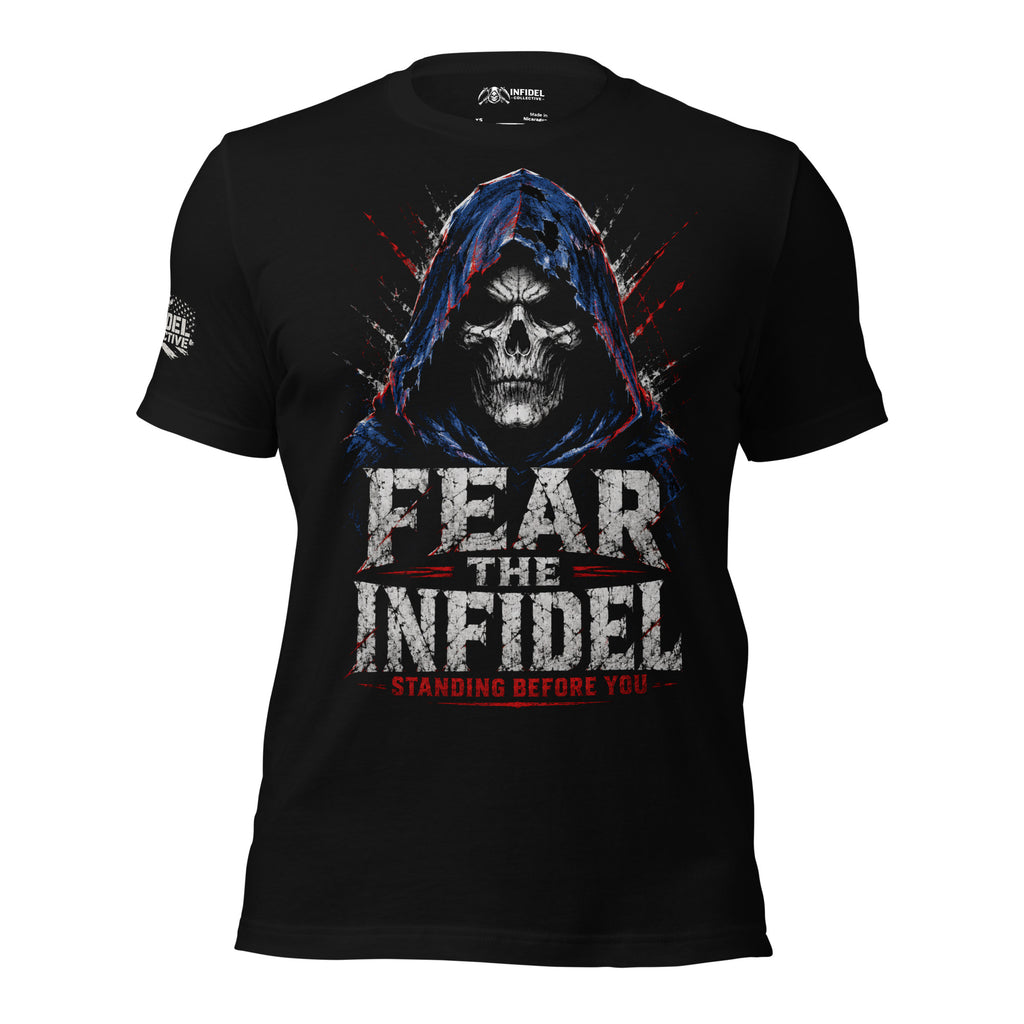 Standing Before You Reaper graphic black tee from Infidel Collective