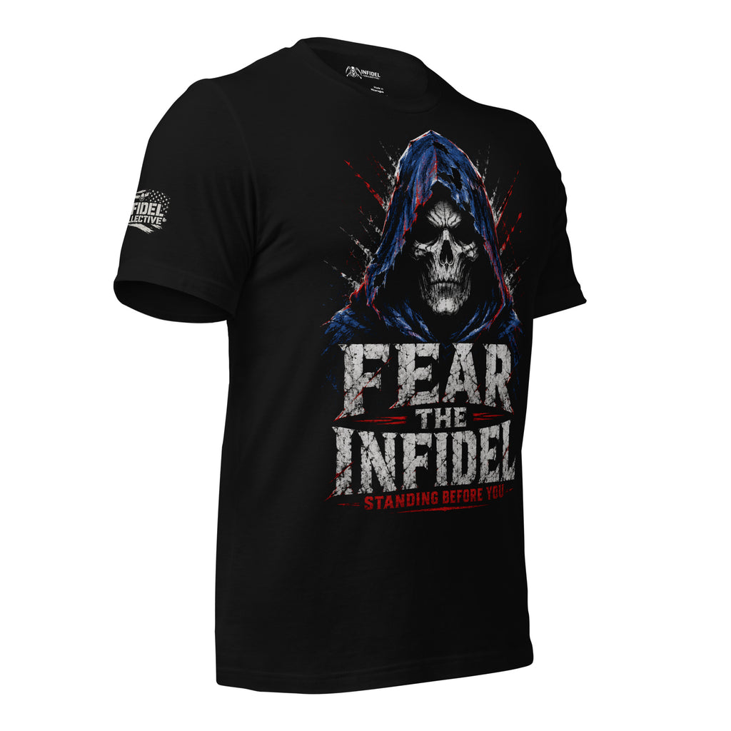 Standing Before You Reaper graphic black tee from Infidel Collective