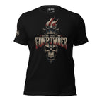 Sugar Spice and Gunpowder liberty skull with torch crown front print black tee