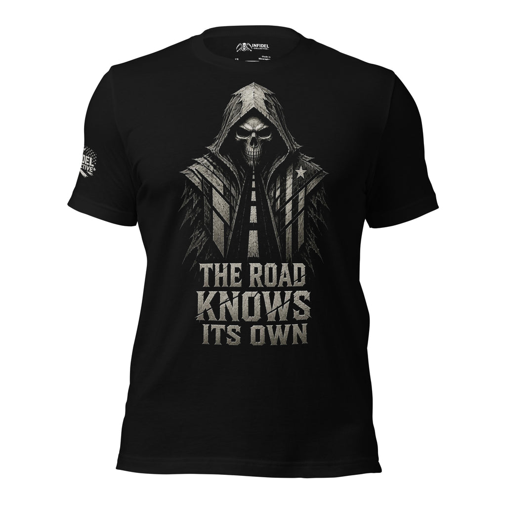 The Road Knows Its Own reaper graphic black tee from Infidel Collective
