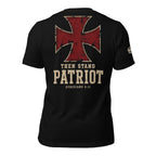 Then Stand Patriot Ephesians 6:11 red cross graphic black tee from Infidel Collective