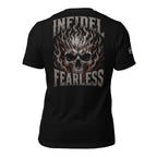 Through Flames Infidel Fearless back print black tee from Infidel Collective