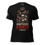 Unbothered Armed Free rattlesnake graphic black tee from Infidel Collective