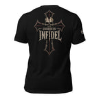 Unbroken Infidel skull iron cross back print black tee from Infidel Collective