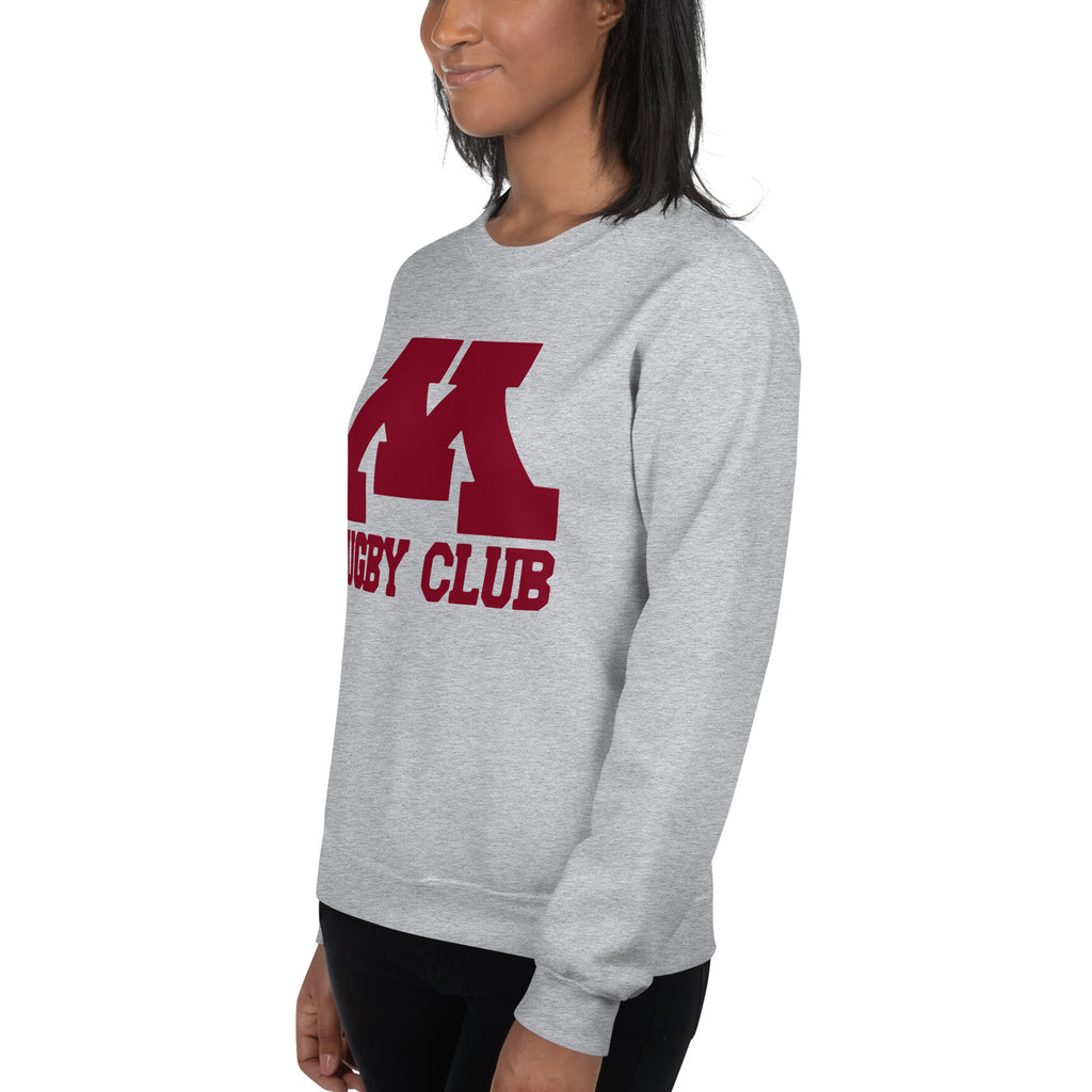 M Rugby Club sport gray crewneck sweatshirt, alternate left-side view.