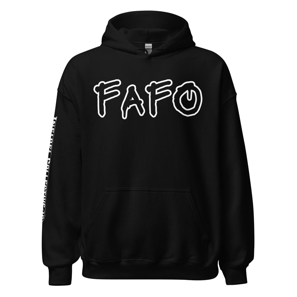 FAFO graffiti front print black hoodie from Infidel Collective
