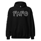 FAFO graffiti front print black hoodie from Infidel Collective