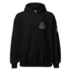 Front view of black Patriotic Cobra Infidel hoodie.