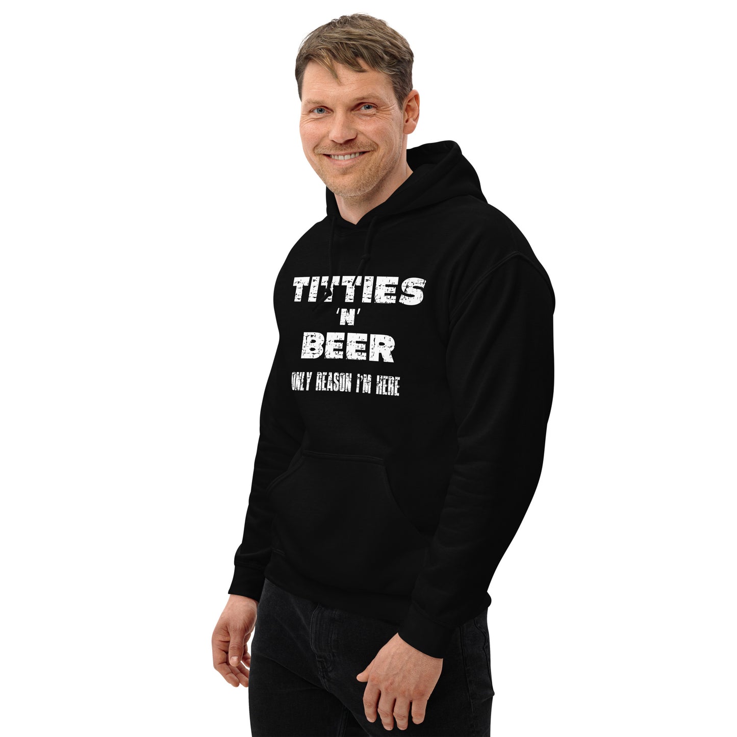 Titties N Beer – Funny NSFW Distressed Black Hoodie  Infidel Collective