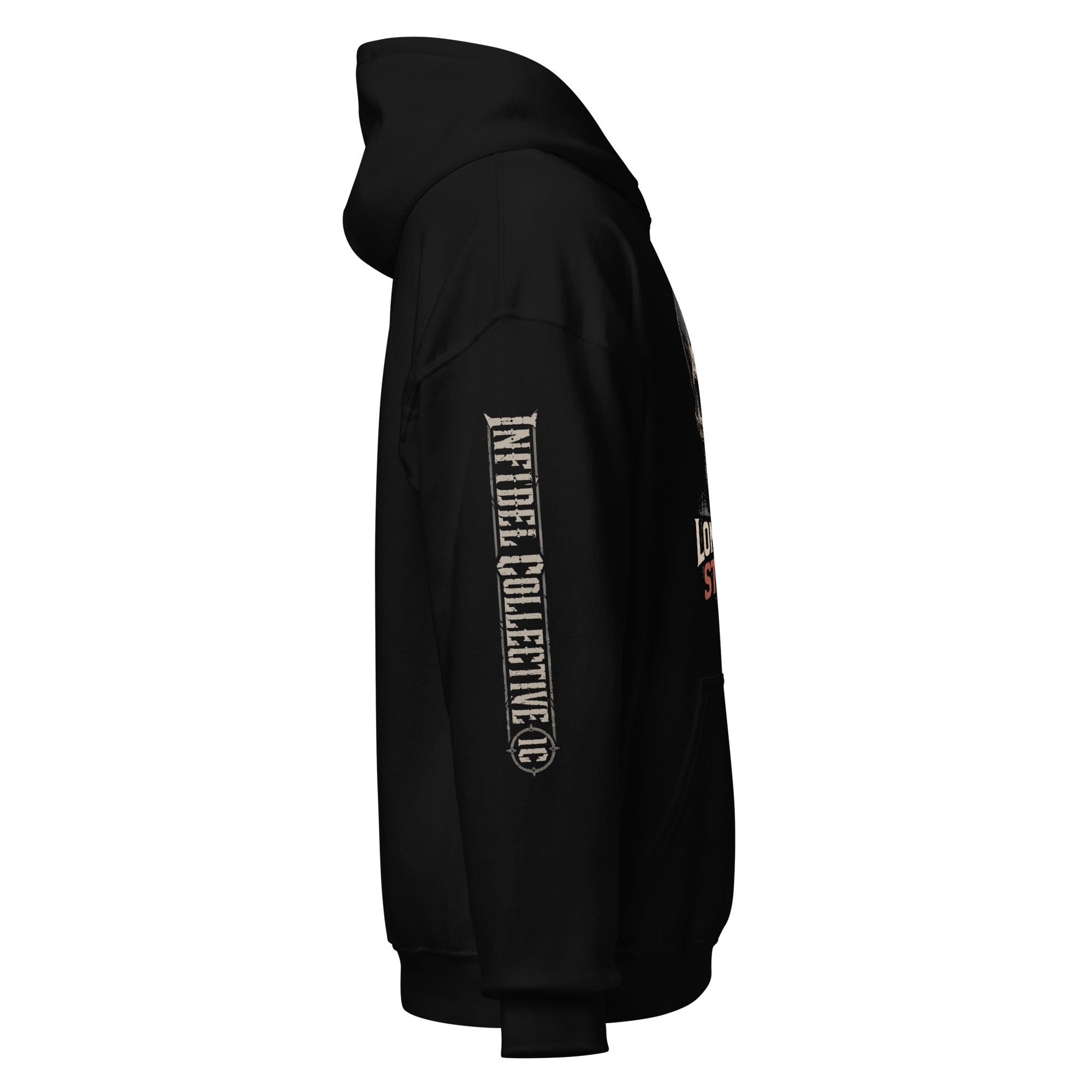 Lone Star Strong skull Texas flag front print black hoodie from Infidel Collective