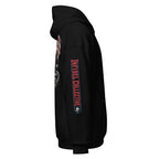 Right-side view of black Patriotic Cobra Infidel hoodie.