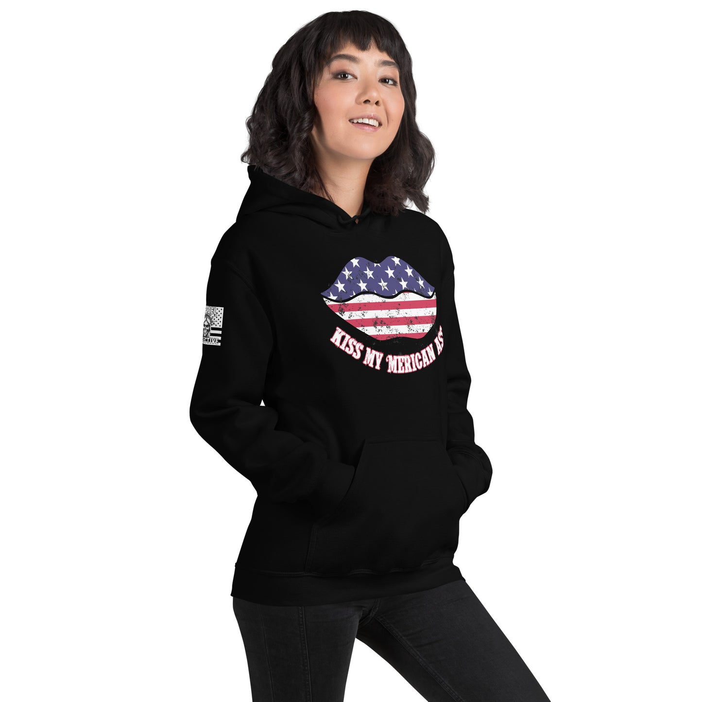 Kiss My ’Merican Ass Black Hoodie  Infidel Collective