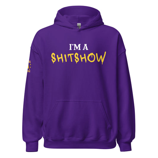 I’m a Shitshow Hoodie Yellow on Purple  Infidel Collective