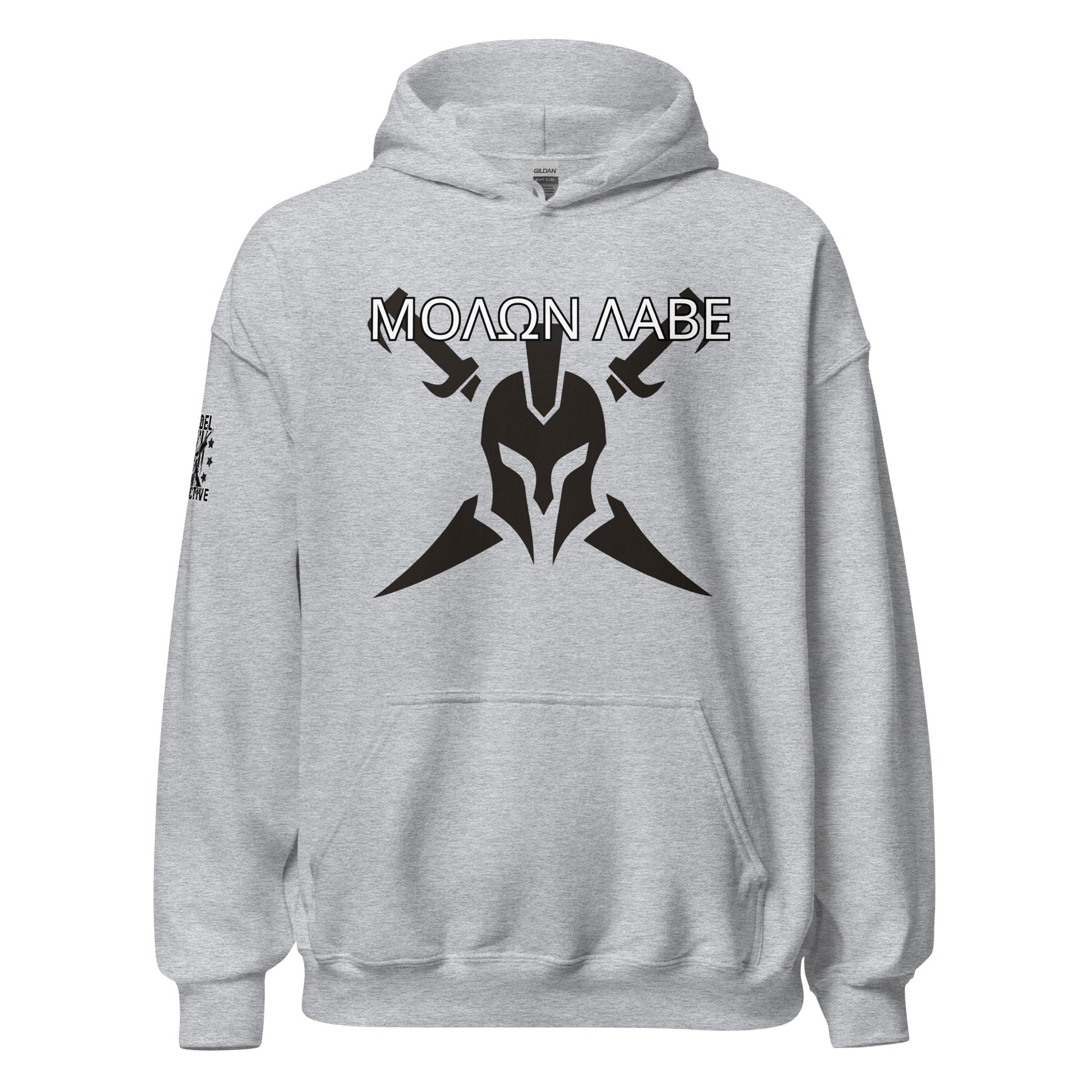 Molon Labe Spartan's Call to Arms 2A Grey Hoodie  Infidel Collective