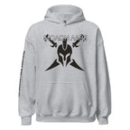 Molon Labe Spartan helmet crossed swords front print sport gray hoodie from Infidel Collective