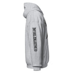 Molon Labe Spartan helmet crossed swords front print sport gray hoodie from Infidel Collective