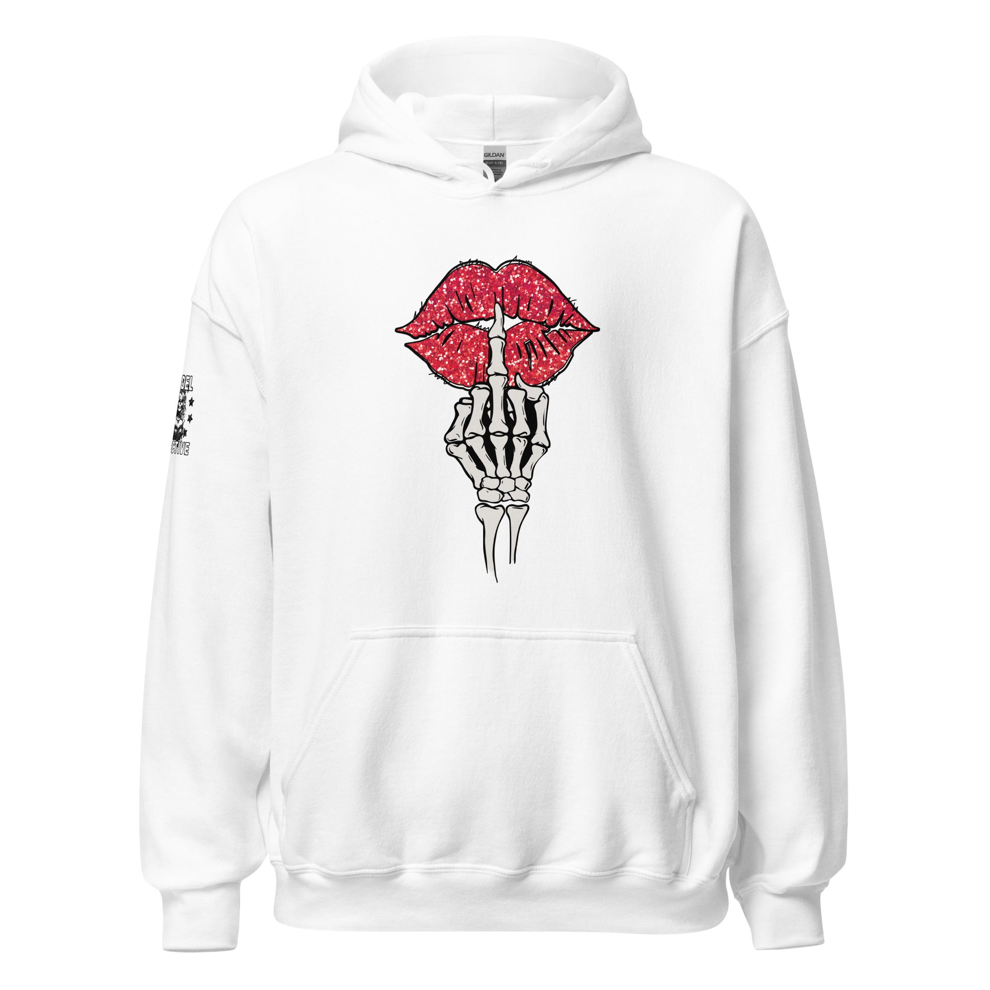 White Silence Sass NSFW Lips Middle Finger Hoodie  Infidel Collective