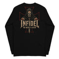Death Mask Infidel No Mercy Given back-print black heavyweight long-sleeve tee, back view