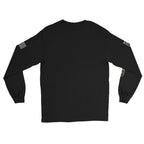 Infidel Fear None Hooded Knight front-print black heavyweight long-sleeve tee, back view 2