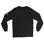 Death Mask Infidel No Apology front-print black heavyweight long-sleeve tee, back view 2