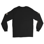 Infidel Faith Honor Resistance Shield front-print black heavyweight long-sleeve tee, back view