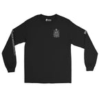 No False Gods Spartan Back Print back-print black heavyweight long-sleeve tee, front view 2